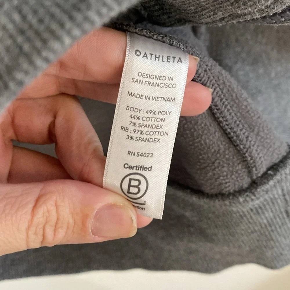Athleta Gray Charcoal Full Zip Hoodie Fleece Lined Jacket Size Small
